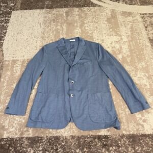 Boglioli K Jacket Blazer Slate Blue Wool Men's Hopsack Unstructured 46R